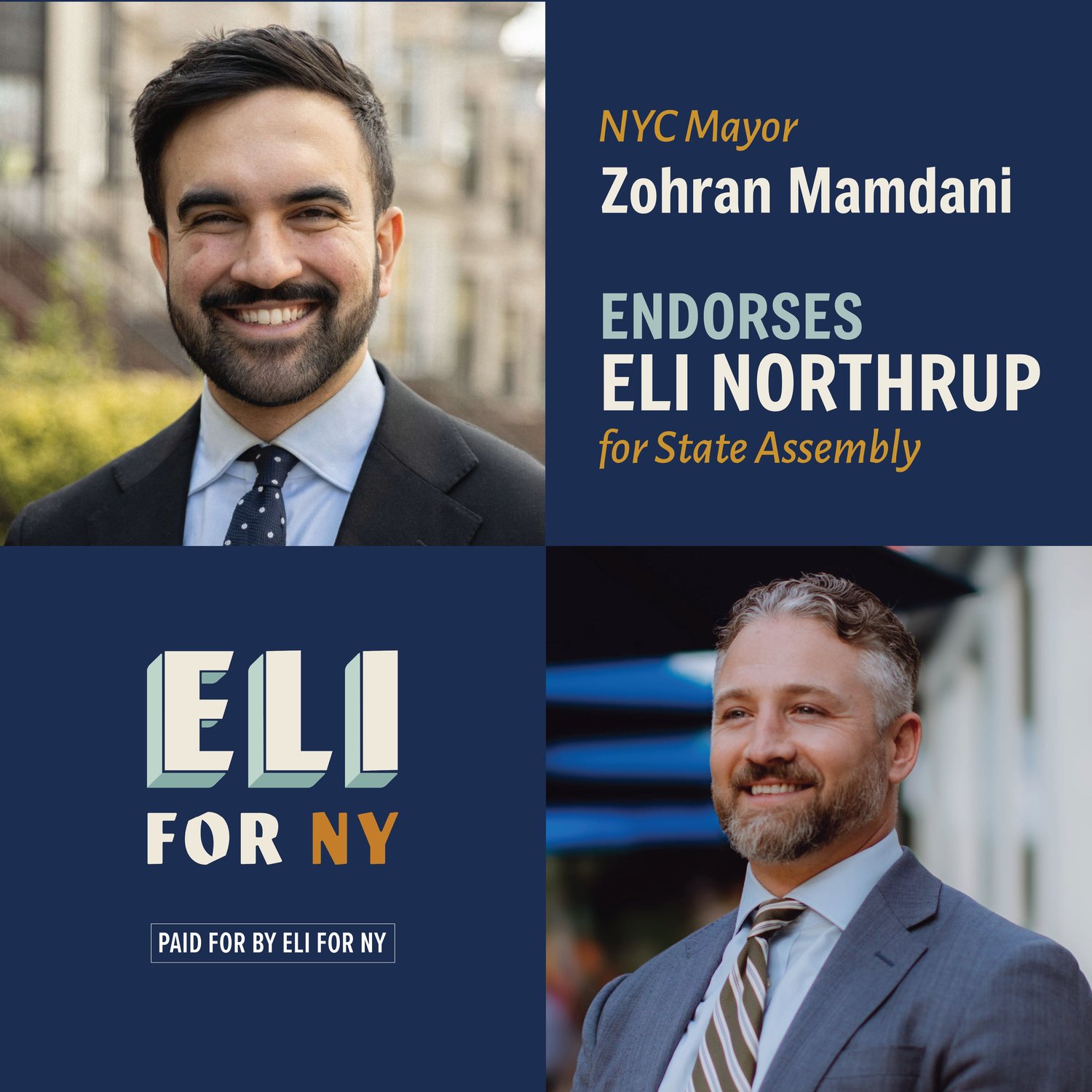 Endorsement graphic featuring Zohran Mamdani