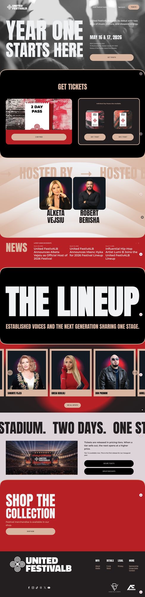 Full-page capture of the United FestivALB website
